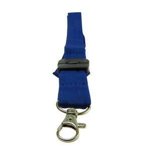 Blaues, trennbares SchlĂĽsselband mit silbernem Karabiner