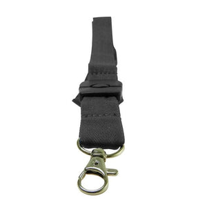 Schwarzes, trennbares SchlĂĽsselband mit silbernem Karabiner