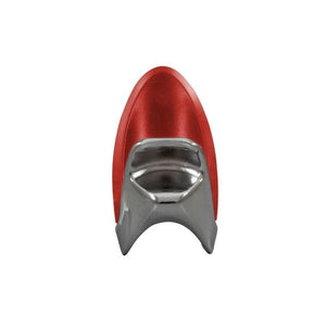 Roter Finger Flaschenöffner mit silbernem Detail von oben