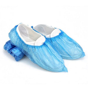 Medizinische, blaue Ăśberschuhe aus Plastik