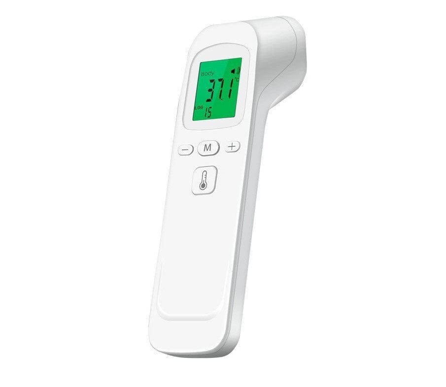 Weisses Thermometer mit grünem Digitalbildschirm