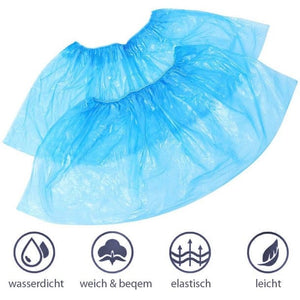Medizinische, blaue Ăśberschuhe aus Plastik mit Produktdetails