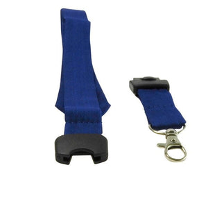 Blaues, trennbares SchlĂĽsselband mit silbernem Karabiner abgetrennt