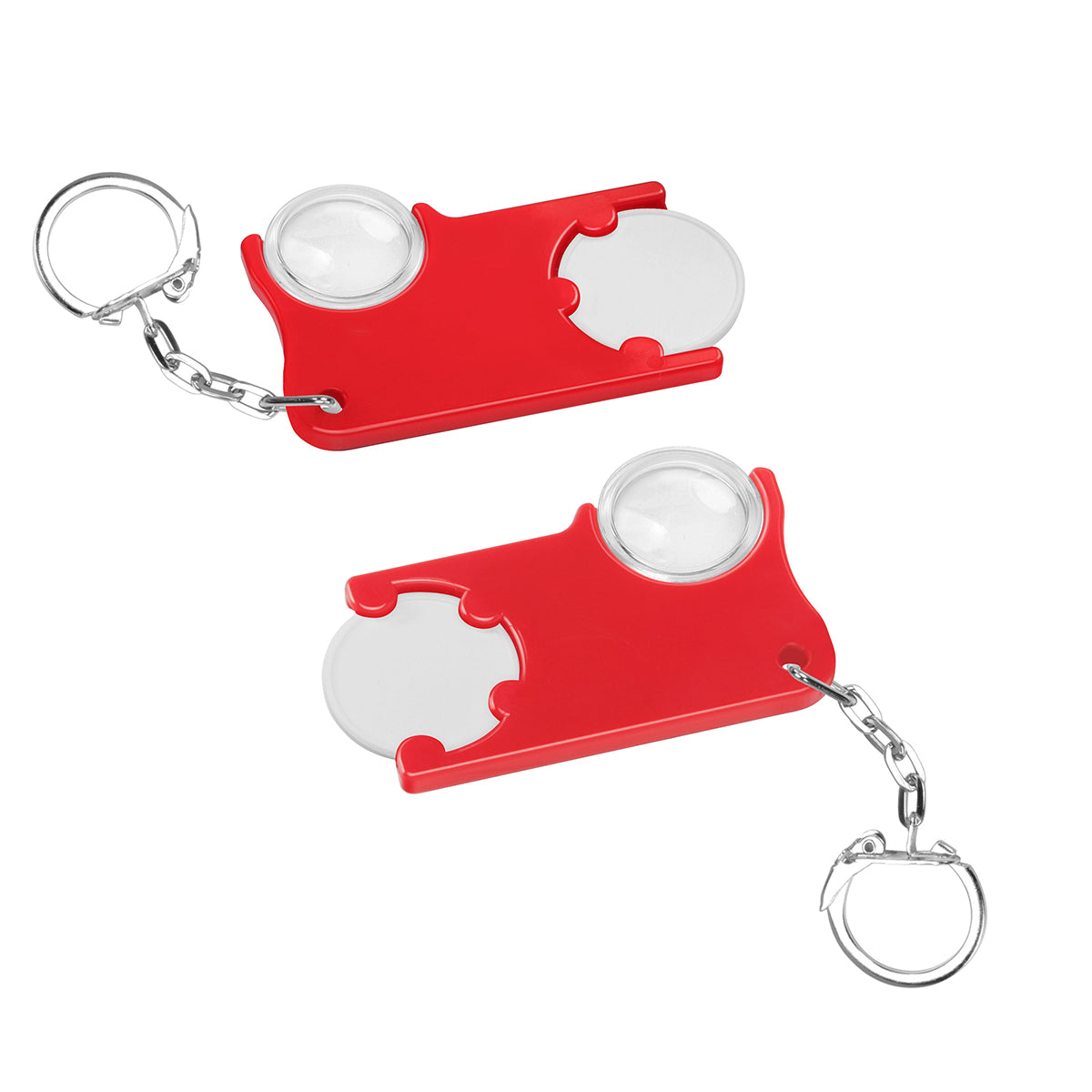 Porte-jeton avec jeton de 1€ et loupe
