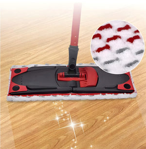 Weiss-rotes Ersatz-Mikrofasertuch fĂĽr Mop mit Anwendungsbeispiel