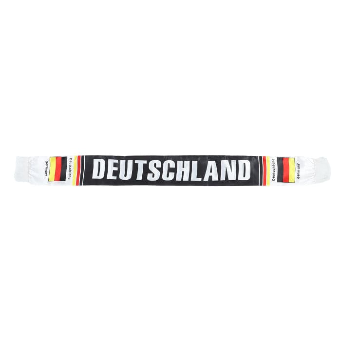 Weiss-schwarzer Deutschland Schal mit weisser "Deutschland" Aufschrift und zwei Deutschlandflaggen