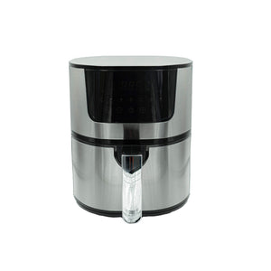 Silberner vier Liter Airfryer geschlossen von vorne