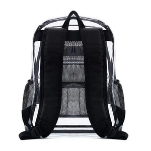 Transparenter Rucksack mit schwarzen ReissverschlĂĽssen von hinten