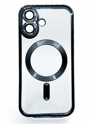 Transparente iPhone-HĂĽlle mit schwarzer Umrandung fĂĽr das iPhone 16 Plus