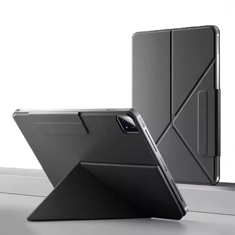 Schwarze, aufstellbare iPad-Hülle