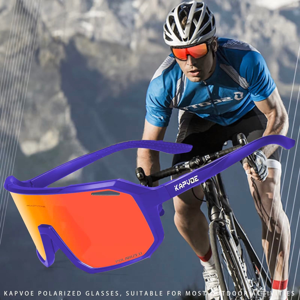 Rote Sport-Sonnenbrille mit Anwendungsbeispiel