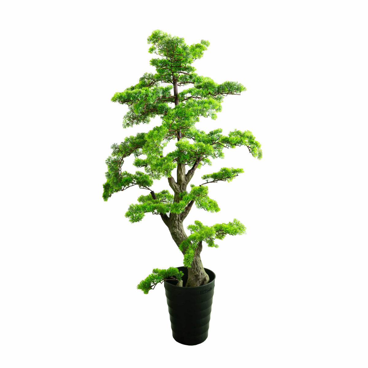 Künstlicher, detaillierter Bonsai mit schwarzem Topf