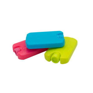 Blaue, pinke und grüne Kühlakkus