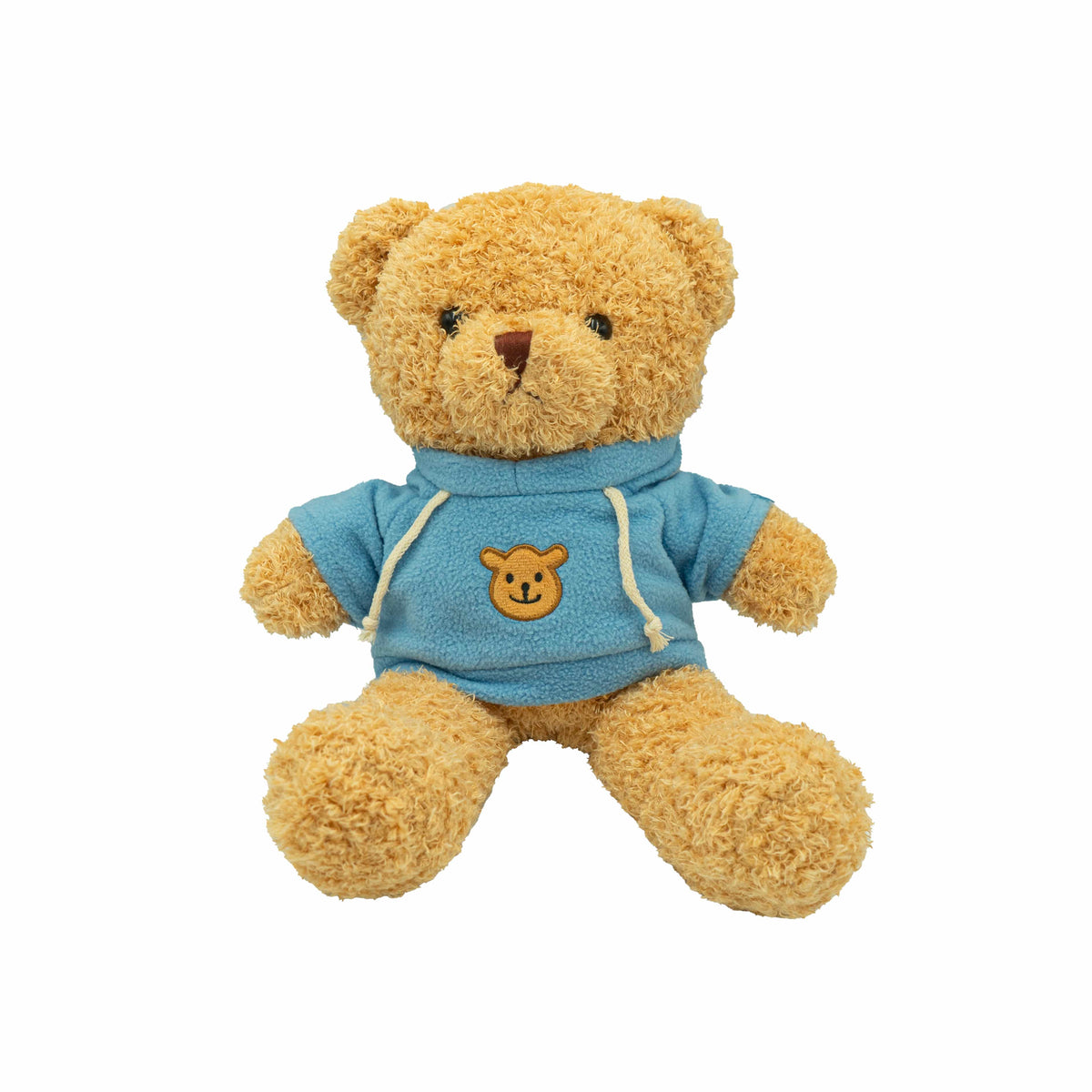 Beiger Teddybär mit blauem Pullover