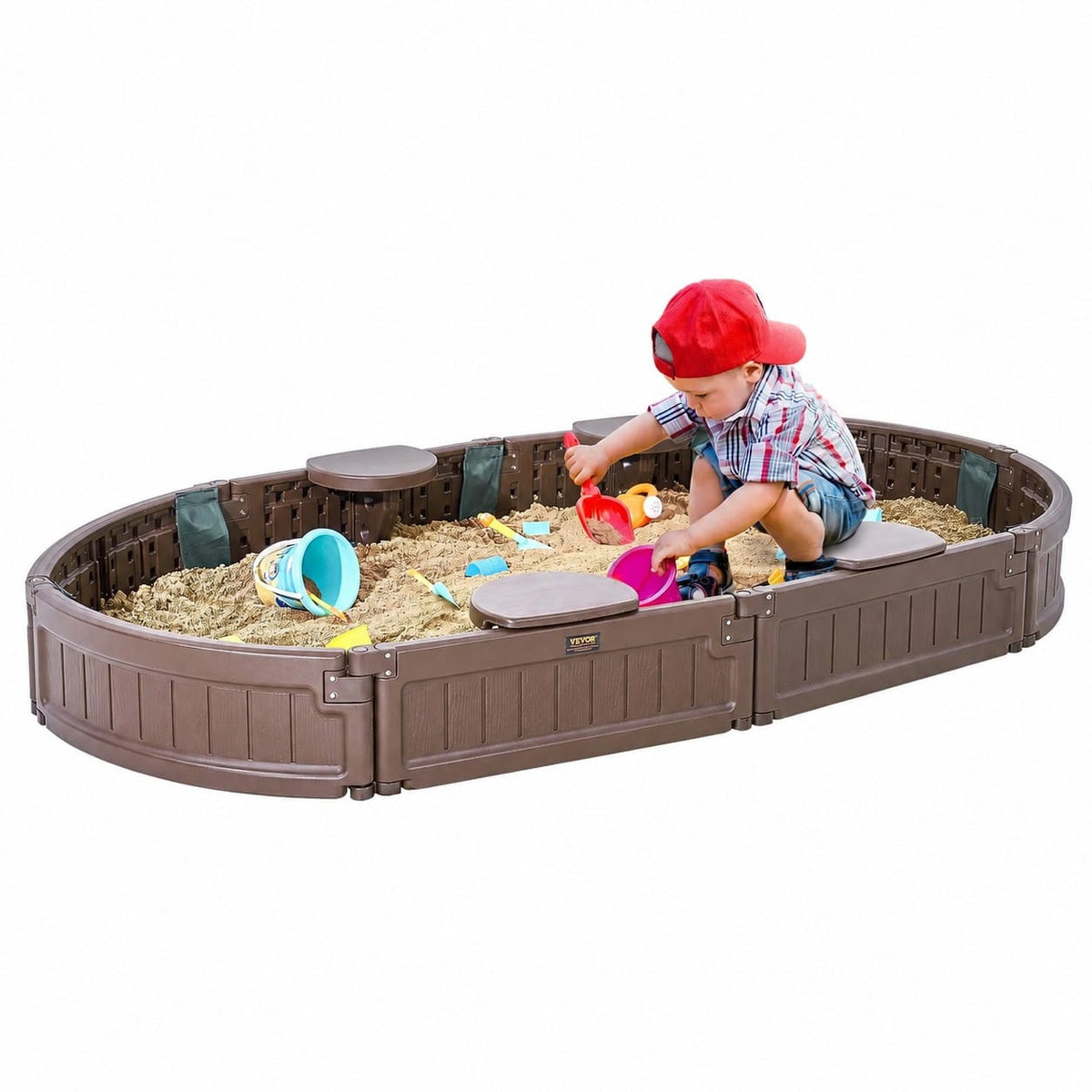 Sandkasten Outdoor 4 Sitzplätze mit Bodenmatte – für Kinder