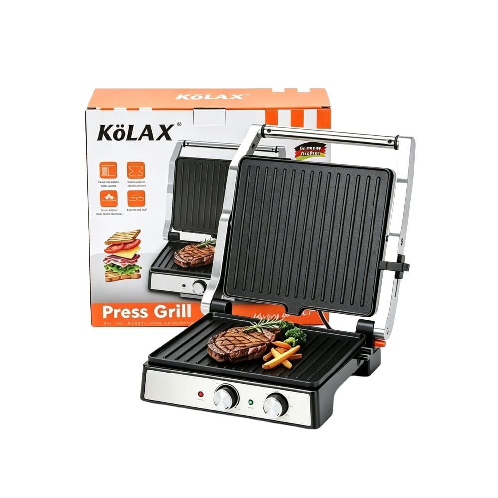 KöLAX Press Grill – Kontaktgrill mit Doppel-Grillfläche, 2000W