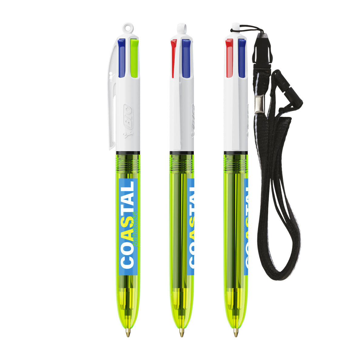BIC® 4 Colours Fluo Ballpoint Pen + lanyard