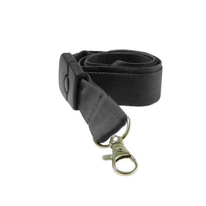 Schwarzes, trennbares SchlĂĽsselband mit silbernem Karabiner