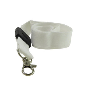 Weisses, trennbares SchlĂĽsselband mit silbernem Karabiner