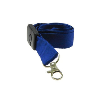 Blaues, trennbares SchlĂĽsselband mit silbernem Karabiner