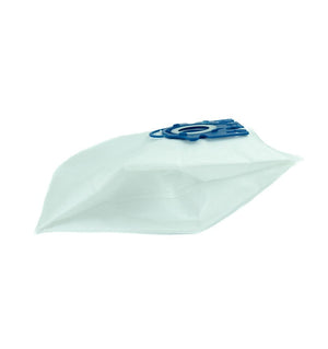 Weisser Staubsaugerfilter Beutel mit blauer Ă–ffnung von der Seite