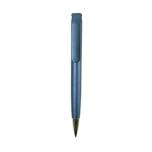 Moderner, blauer Kugelschreiber mit silbernen Details