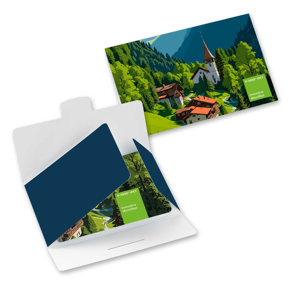 POLYCLEAN rPET display cloth 18x18 cm in paper case, all-inclusive package