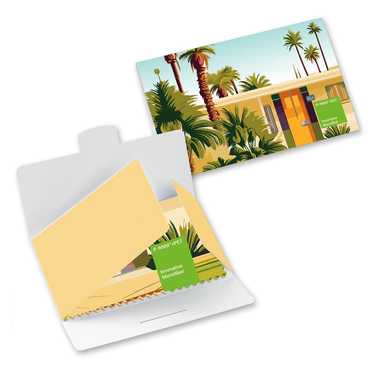 POLYCLEAN rPET Microfiber Cleaning Cloth 15x15 cm in Paper Pouch, All-Inclusive Package