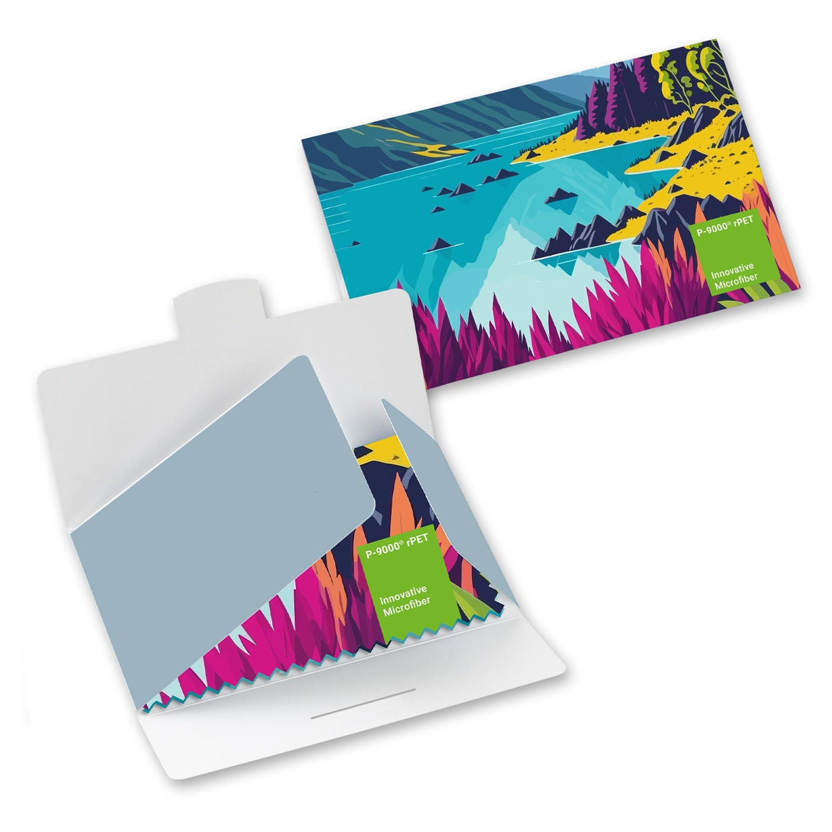 POLYCLEAN rPET Microfiber Cleaning Cloth 18x18 cm in a Paper Case, All-Inclusive Package