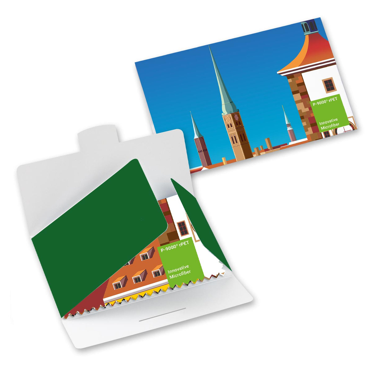 POLYCLEAN rPET Microfiber Cleaning Cloth 20x20 cm in Paper Case, All-Inclusive Package