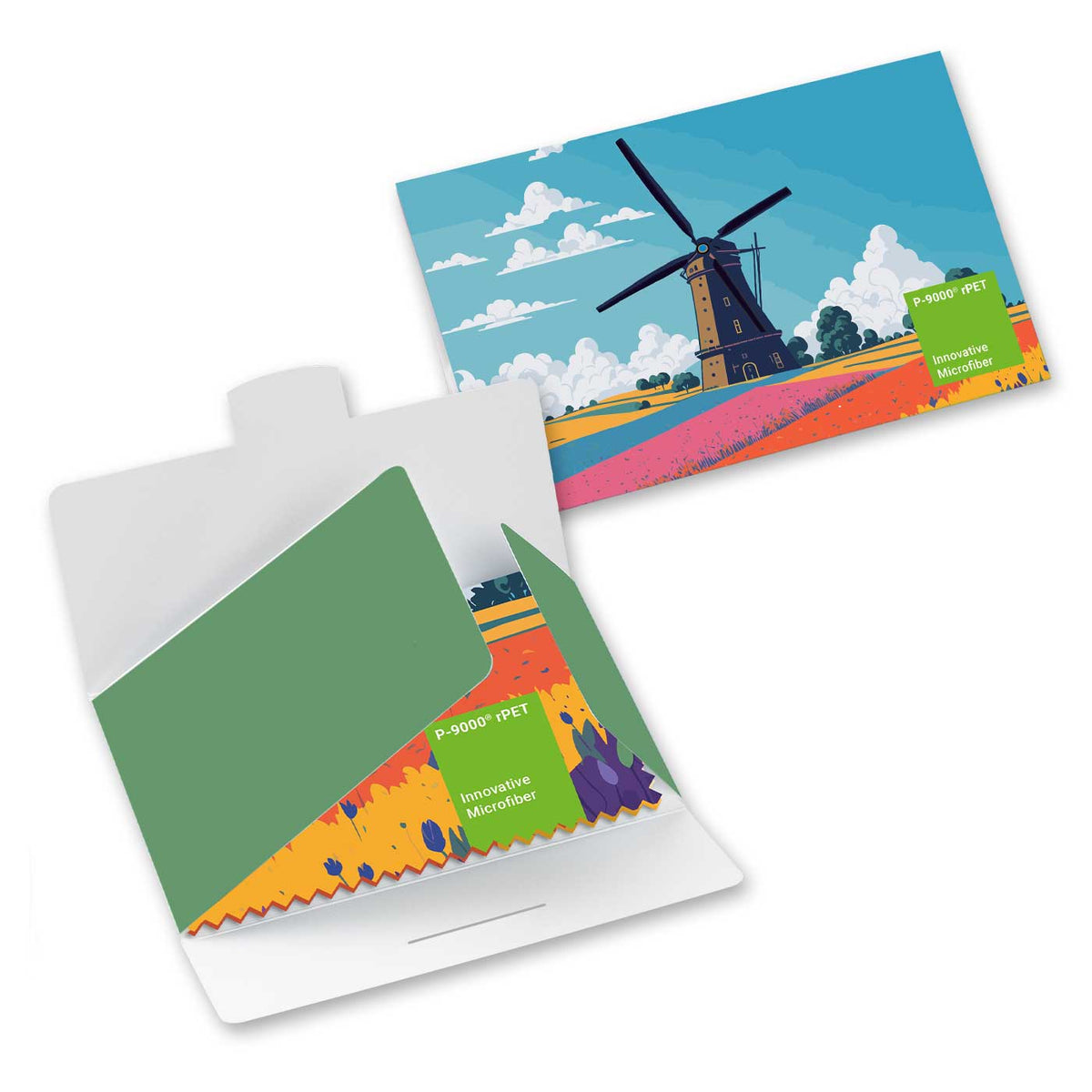POLYCLEAN rPET Microfiber Cleaning Cloth 21x15 cm in Paper Sleeve, All-Inclusive Package