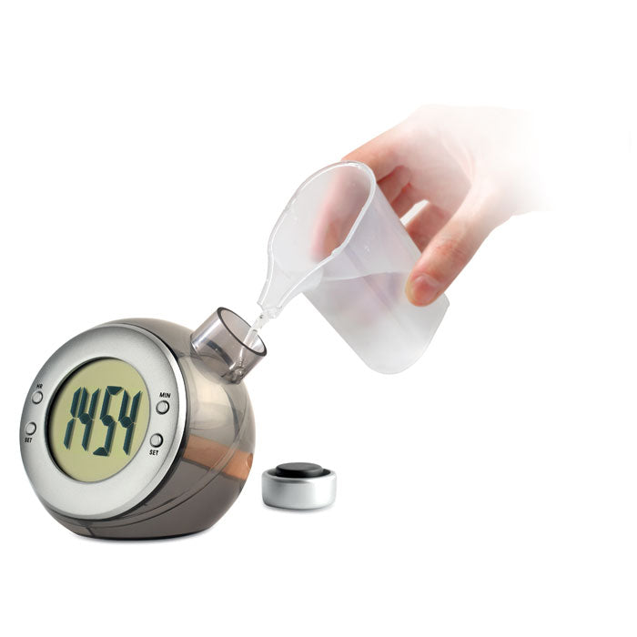 Hydro-powered desk clock