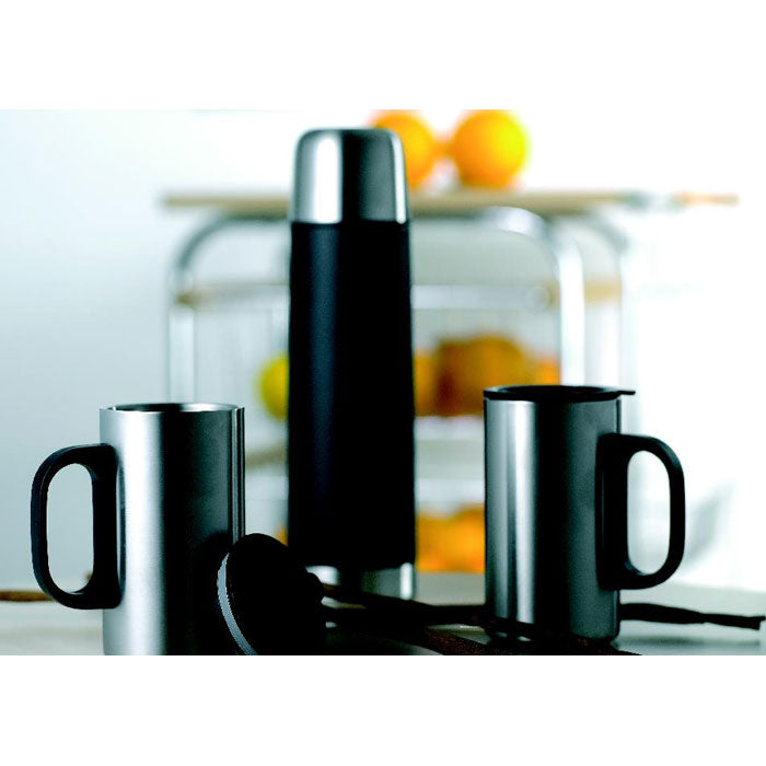 Insulated flask with cups