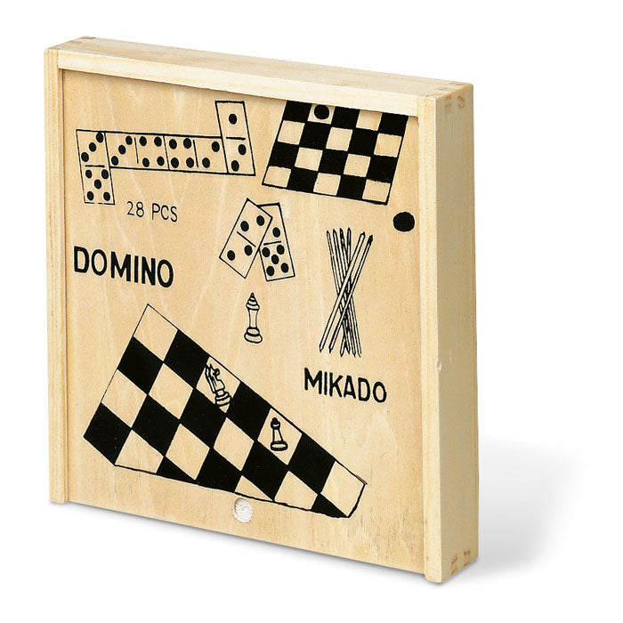 Game collection in wooden box