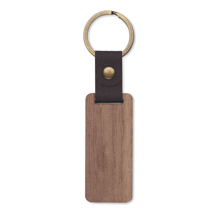 Walnut and PU Keychain