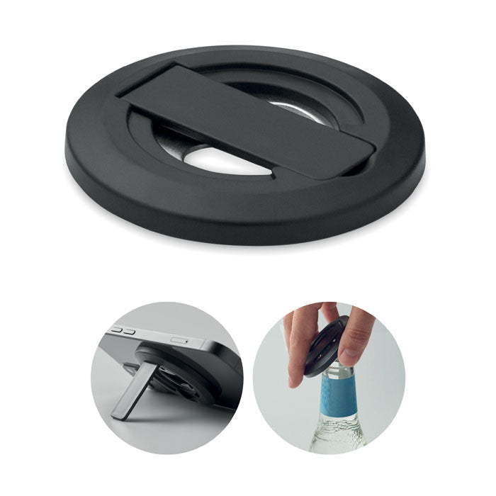 Phone holder with bottle opener
