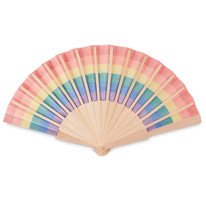 Rainbow-colored fans
