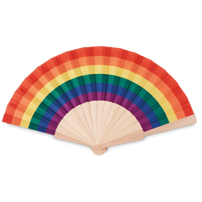 Rainbow-colored fans