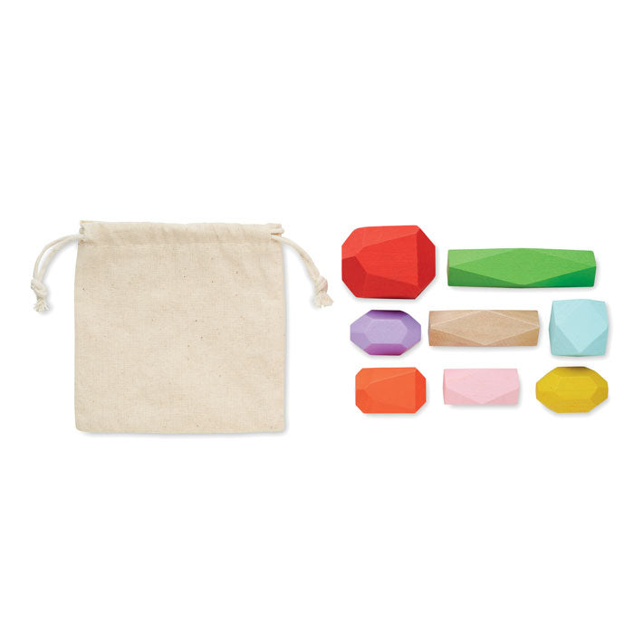 Wooden blocks in a bag