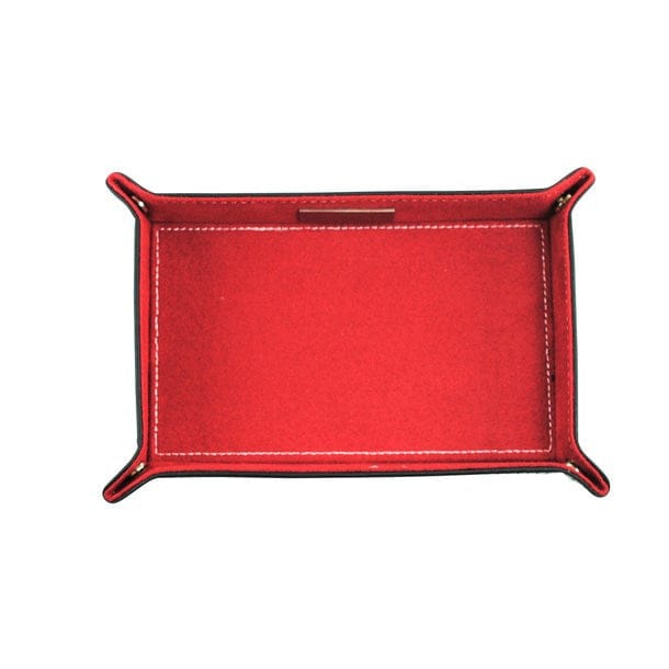 Schwarze Lederpultschale mit rotem Innenleder