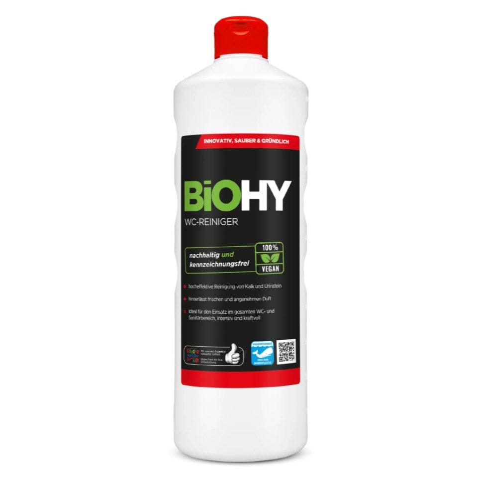 WC-Reiniger in weißer Flasche mit rotem Deckel