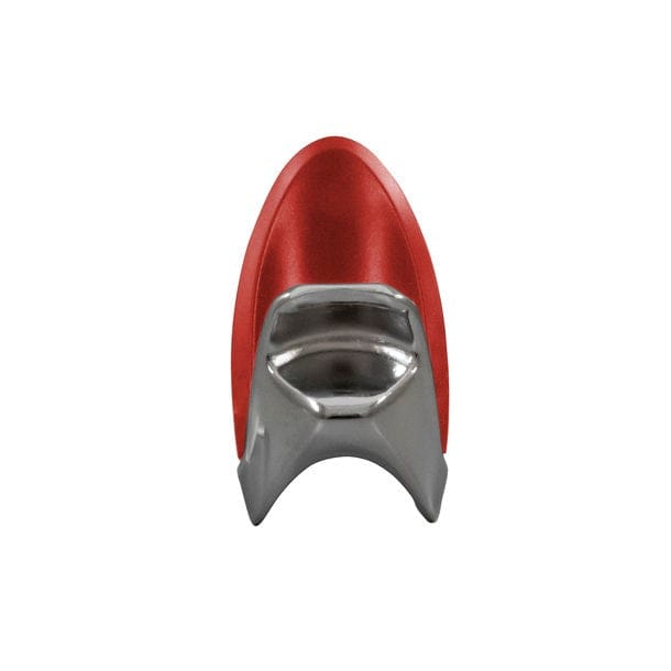 Roter Finger Flaschenöffner mit silbernem Detail von oben