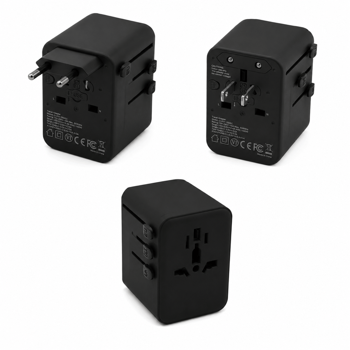 Kolumbus Universal Travel Adapter 4-in-1 - 150+ Countries, 2x USB-A & 2x USB-C, CE/RoHS - Used