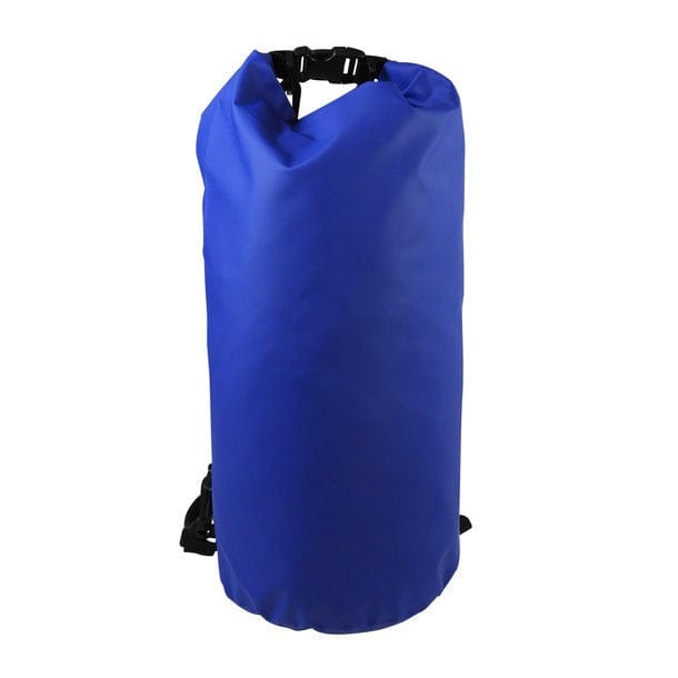 Blaue Trockentasche mit Schwarzem Verschluss und schwarzem Schultergurt