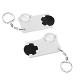 Porte-jeton avec jeton de 1€ et loupe