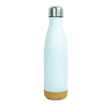 Mattweisse Thermoflasche mit silbernem Deckel und Korkboden