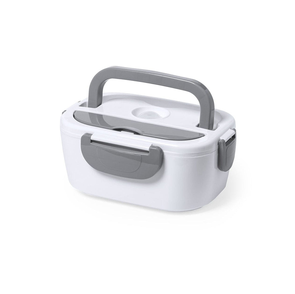 Weisse, elektrische Lunchbox mit grauen Details