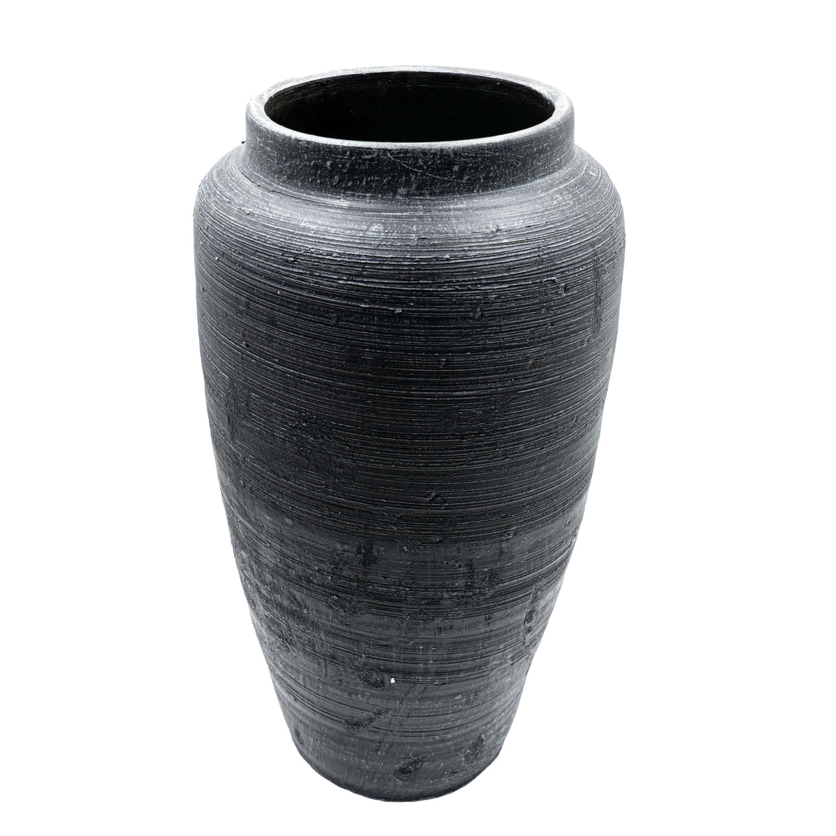 Schwarze Vase schräg von oben