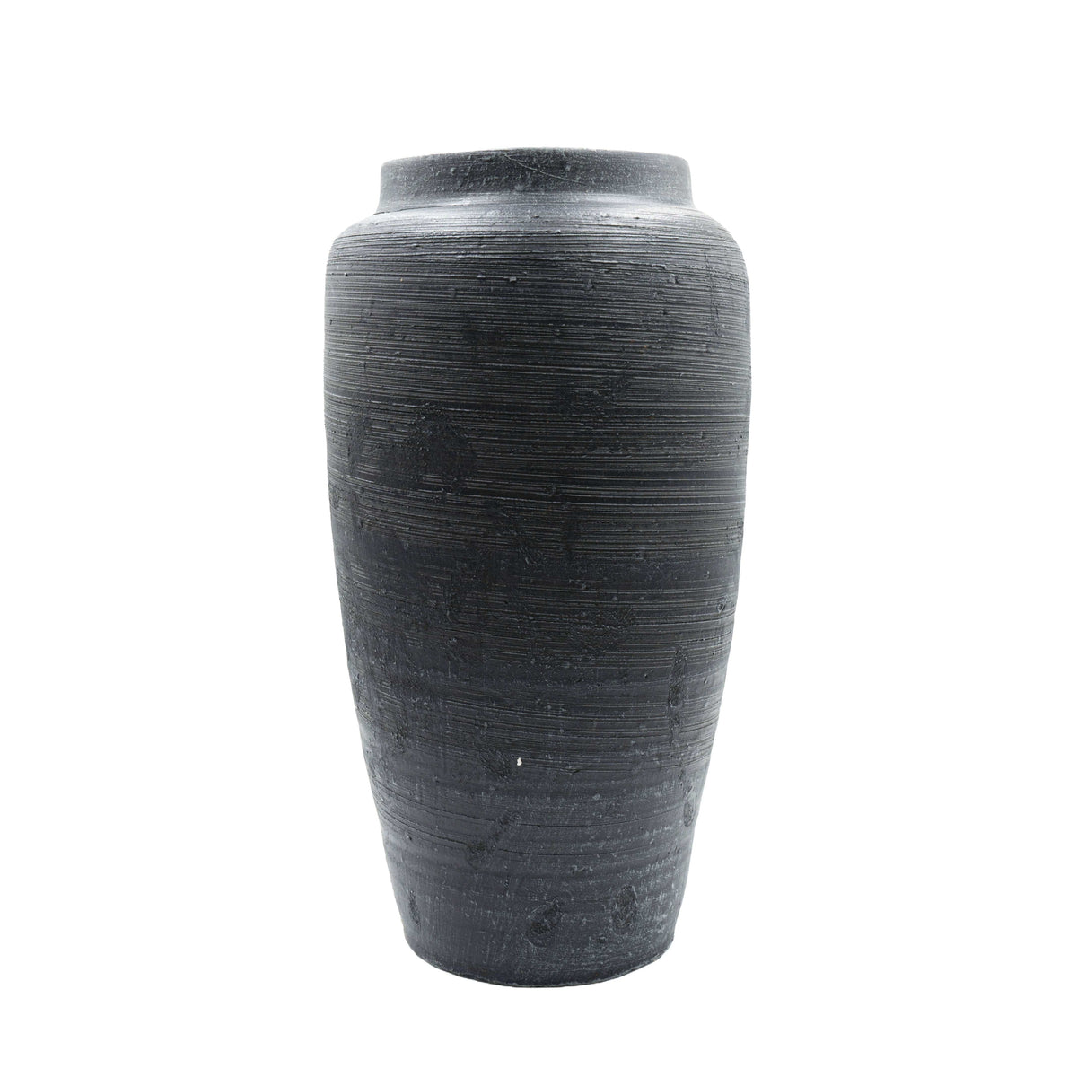Schwarze Vase von vorne