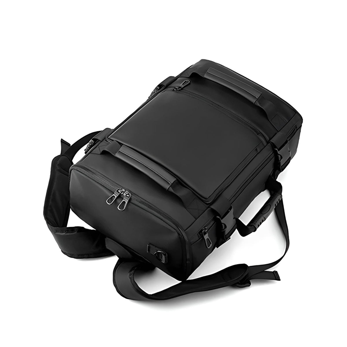 Schwarzer Reiserucksack von oben